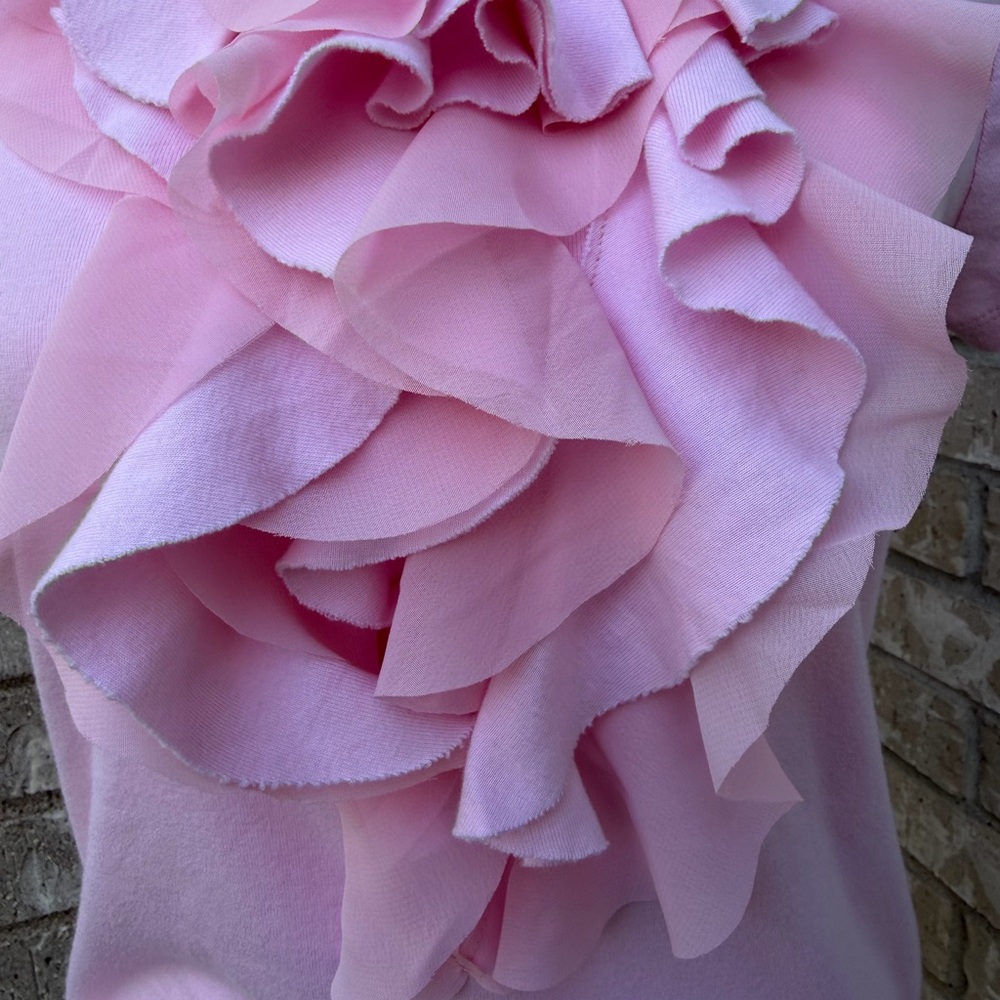 Cato Light Pink Ruffle Front Tee - Picture 4 of 5